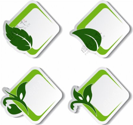 绿叶环保标贴矢量素材