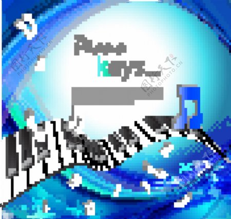 钢琴按键绚丽背景蓝色