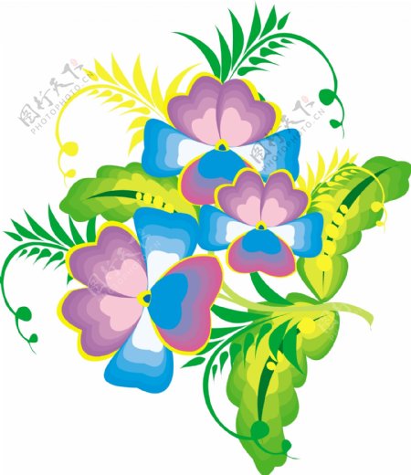 印花矢量图优雅植物花色彩五颜六色免费素材