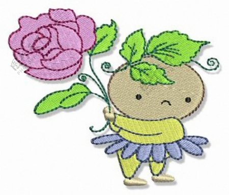 印花矢量图童装卡通形象植物娃娃免费素材