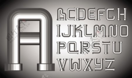 钢管字母设计矢量图片