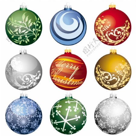 圣诞彩球矢量图像部分2免费下载