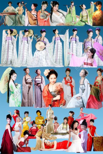 中国古典歌舞美女分层素材