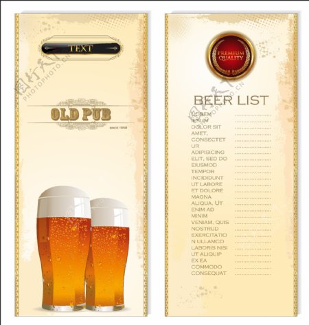 欧式啤酒菜单列表图片