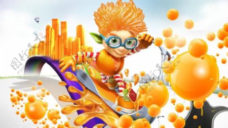 创意橙汁宣传海报设计PSD素材