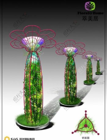 仙人掌植物led雕塑图片