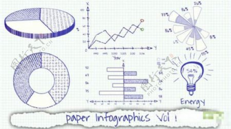 纸质统计数据图表动画模板