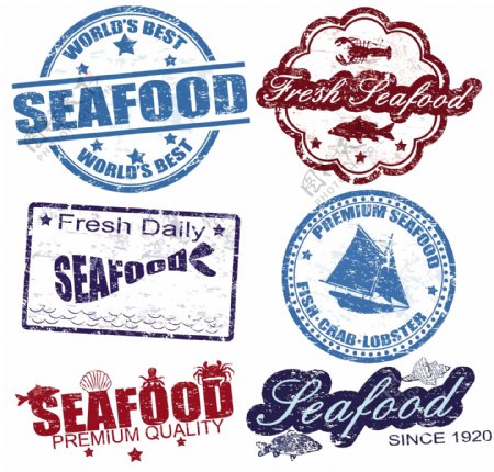 海鲜标签徽章图片