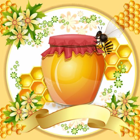 蜜蜂的蜂巢蜂蜜产品设计矢量素材02