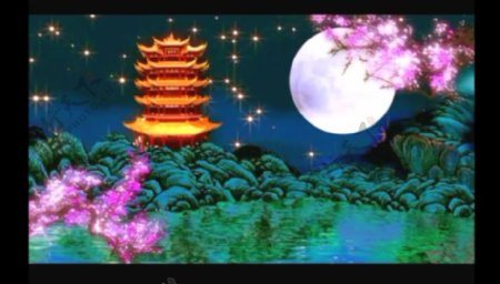 月亮黄鹤楼视频素材