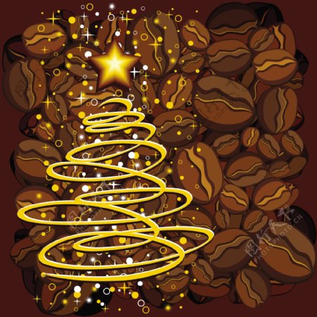 矢量咖啡元素圣诞树图片素材