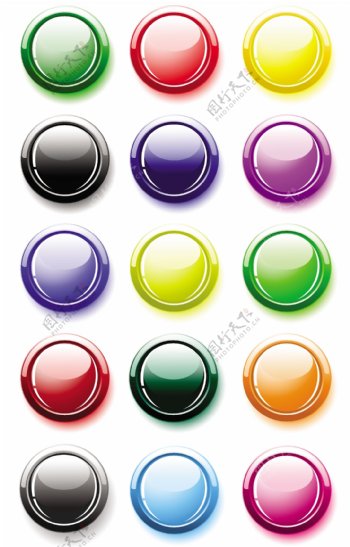 多色彩圆形水晶按钮矢量素材