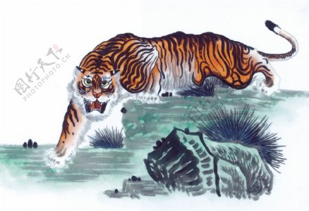 中华艺术绘画古画动物绘画老虎中国古代绘画