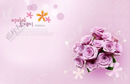 漂亮粉色花朵花纹圆点圆圈韩国PSD