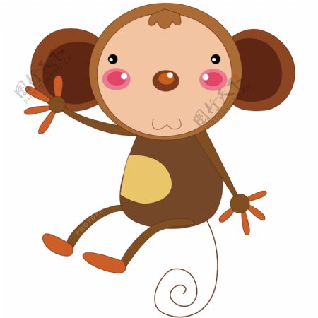 印花矢量图婴童卡通动物小猴子色彩免费素材