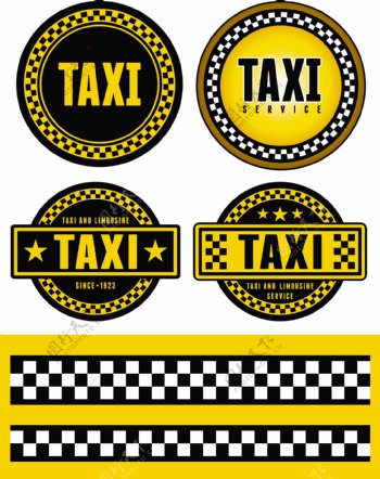 实际的出租车标志标签设计矢量素材02