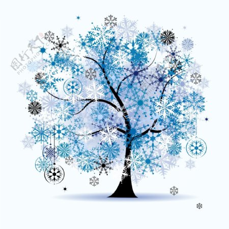 四季气息缤纷彩色树矢量素材