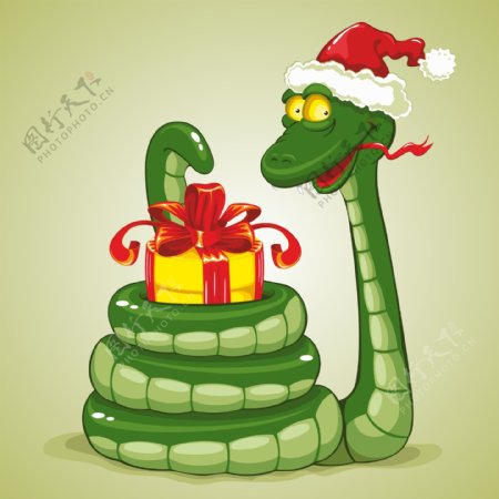可爱卡通圣诞蛇矢量素材4