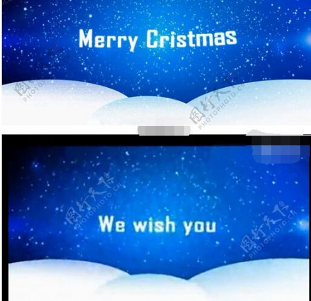蓝色圣诞节贺卡AE模板