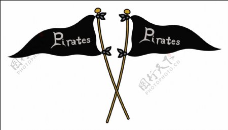 海盗交叉的旗帜矢量插画