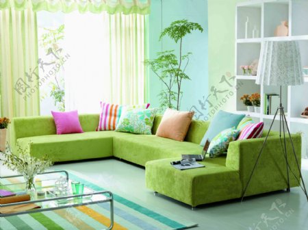 简单绿色沙发