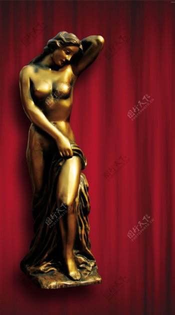 欧洲铜像雕塑女性人物PSD素
