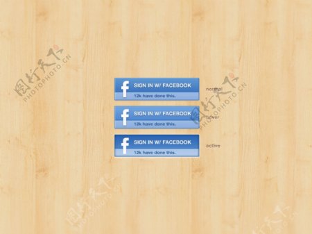 完美的facebook签按钮设置PSD