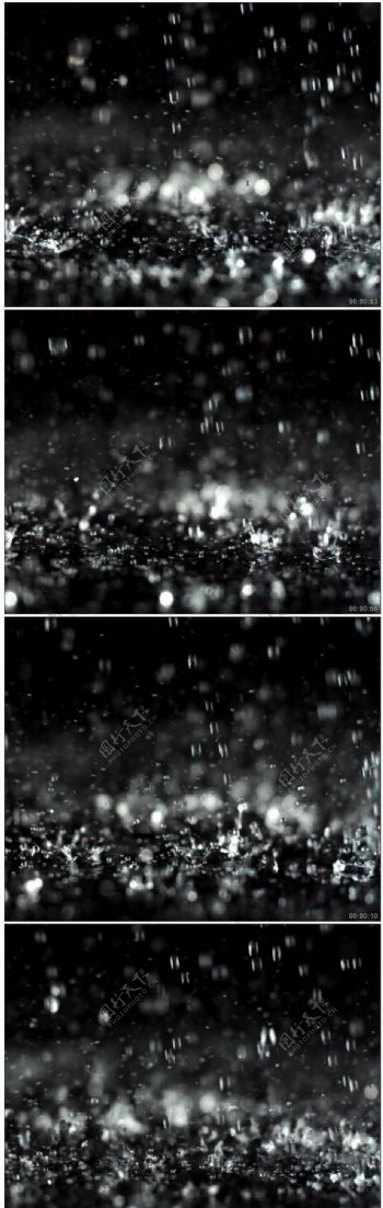 雨水拍打地面雨滴动态视频素材