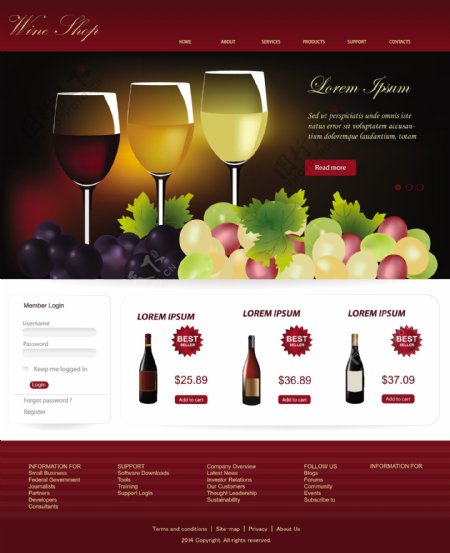 葡萄酒网页设计图片