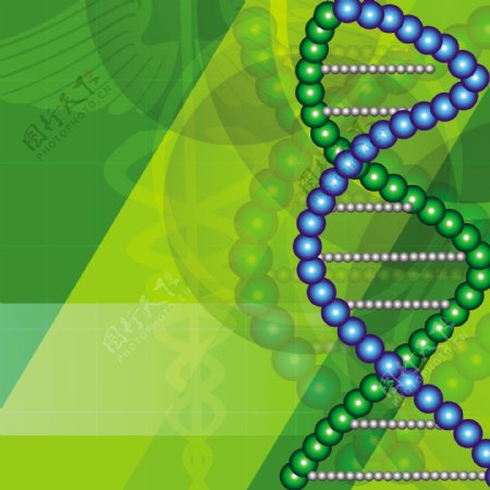 DNA结构的抽象概念上闪闪发光的绿色背景的医学