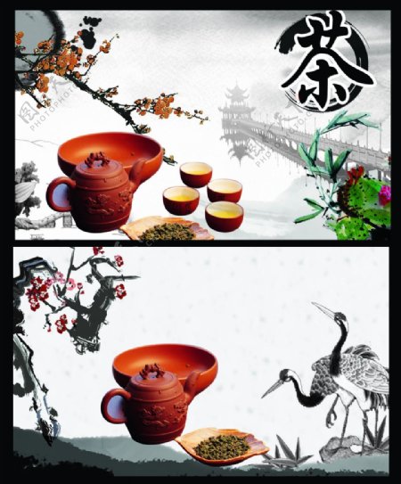 古色古香茶壶中国风背景