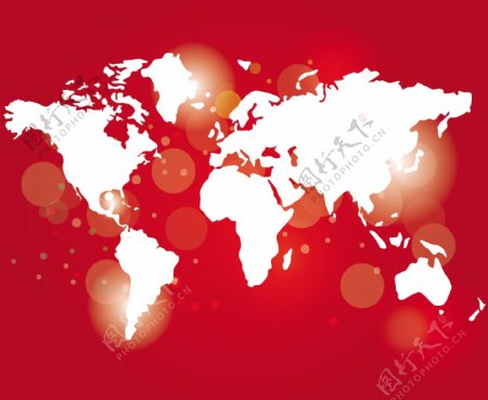 发光的红色世界地图矢量