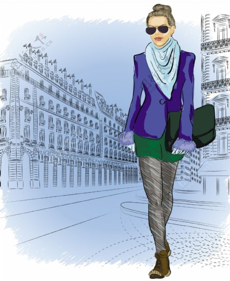 冬季巴黎女郎图片