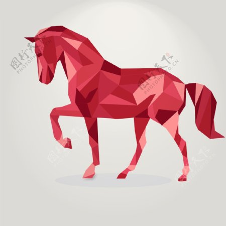 多边形的几何图形色彩创意元素矢量红马