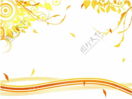 秋日物语黄色花纹PPT模板