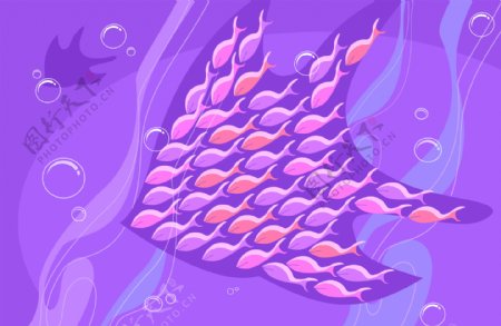 高清简单紫色鱼花纹背景