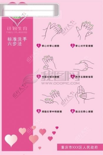 洗手六步法洗手广告设计海报设计计划生育展板展板模板
