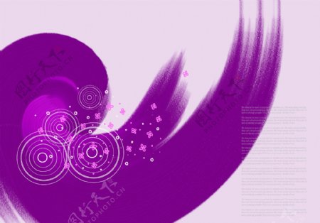 紫颜色墨迹花朵圆圈PSD分层