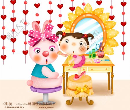 HanMaker韩国设计素材库背景卡通漫画可爱梦幻童年孩子女孩打扮天真玩具