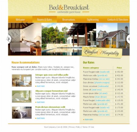 别墅酒店户外美食餐厅网页模版金黄色自然舒适木屋图片