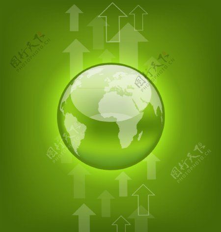 绿色地球与箭头背景矢量素材