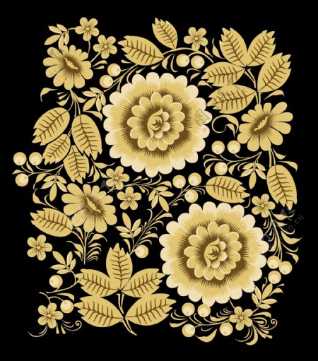 金色古典花纹底纹金叶图片