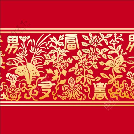 超漂亮的中国古典富贵花纹矢量图案下载