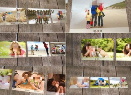木板上充满快乐回忆的照片展示AE模板
