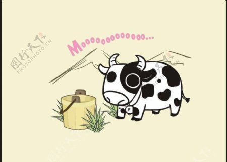 牛奶动物图案卡图片