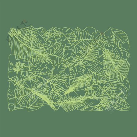 印花矢量图T恤图案抽象主义植物树叶免费素材