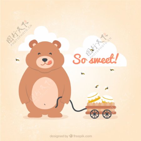 拉蜂蜜罐车的熊