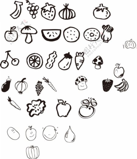 卡通水果蔬菜图标