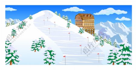 冬季雪景风景插画
