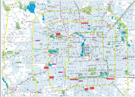 北京市精画地图矢量素材